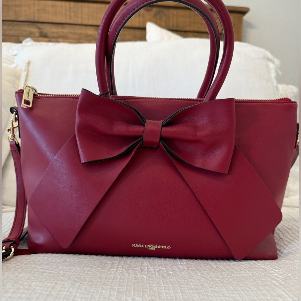 **NWT** Karl Lagerfeld Red Leather Bow Handbag
